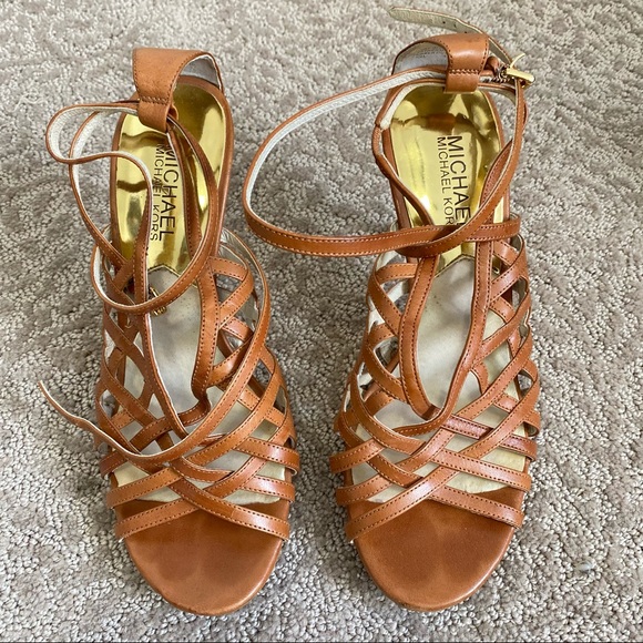 MICHAEL Michael Kors Shoes - MICHAEL Michael kors strap leather tan sandal heels